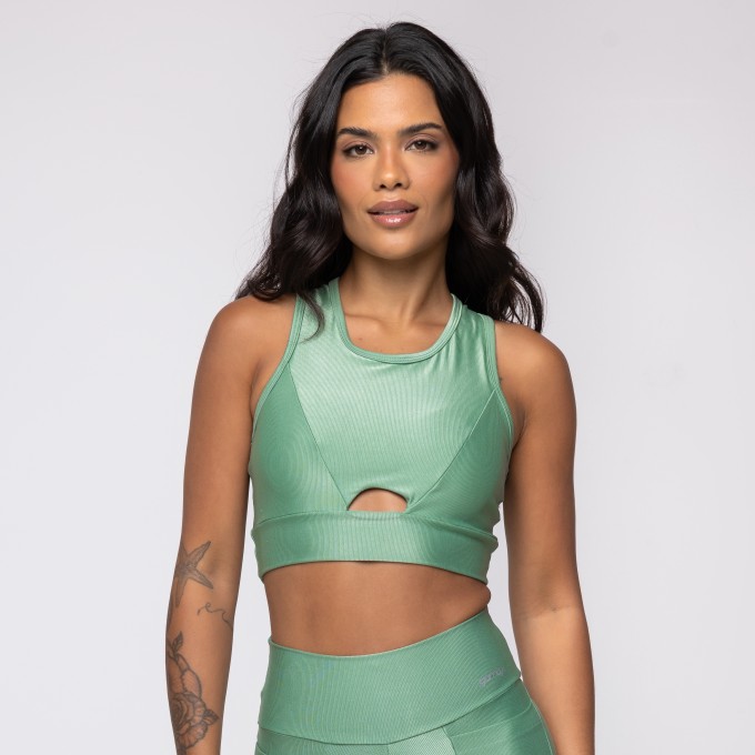 Top Nadador Verde Alecrim com Recorte Abaixo do Busto Wonder