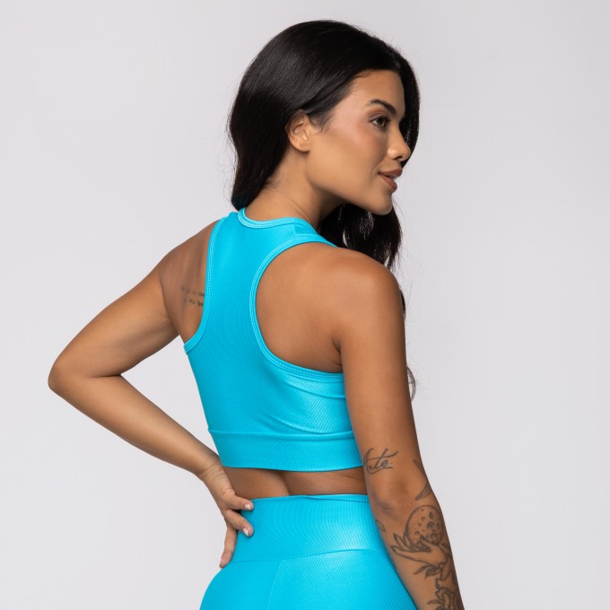 Top Nadador Azul Céu Com Recorte Abaixo do Busto Wonder