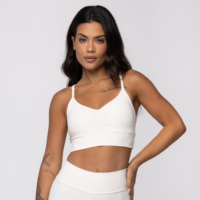 Top Off White Athletic Franzido em Poliamida