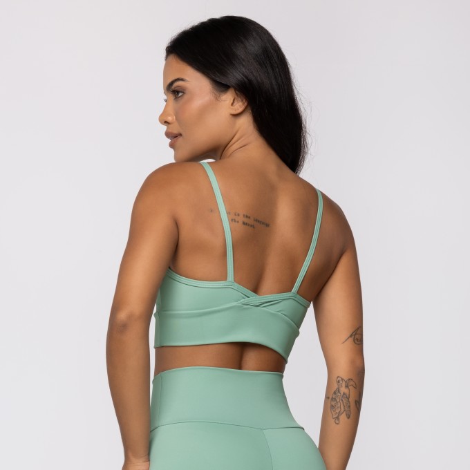 Top Verde Menta Athletic Franzido em Poliamida