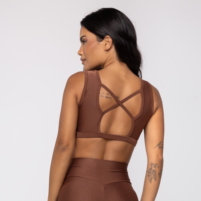 Top Marrom Bronze Wonder Frente Torcida