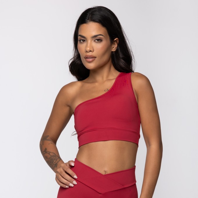 Top Vermelho Power Assimétrico com Recortes nas Costas