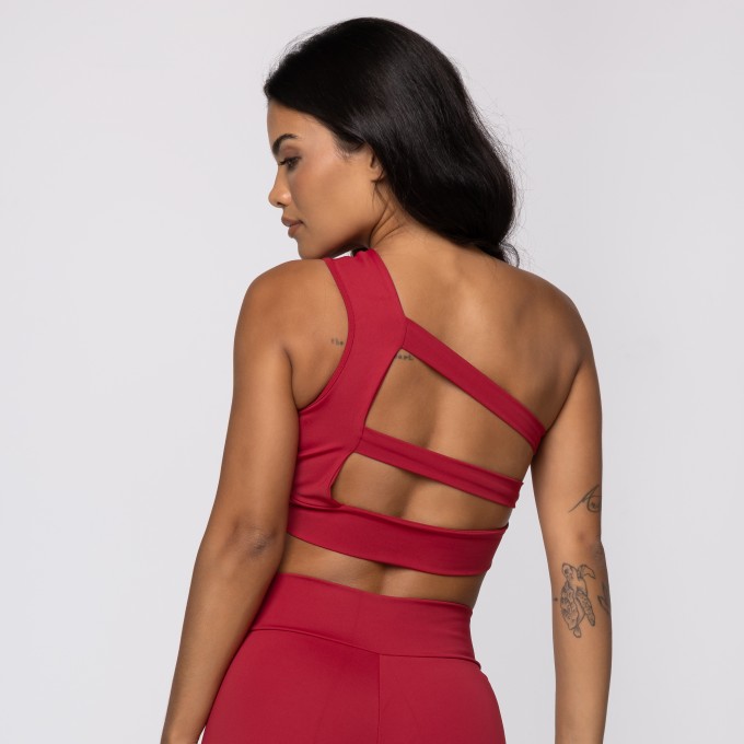 Top Vermelho Power Assimétrico com Recortes nas Costas