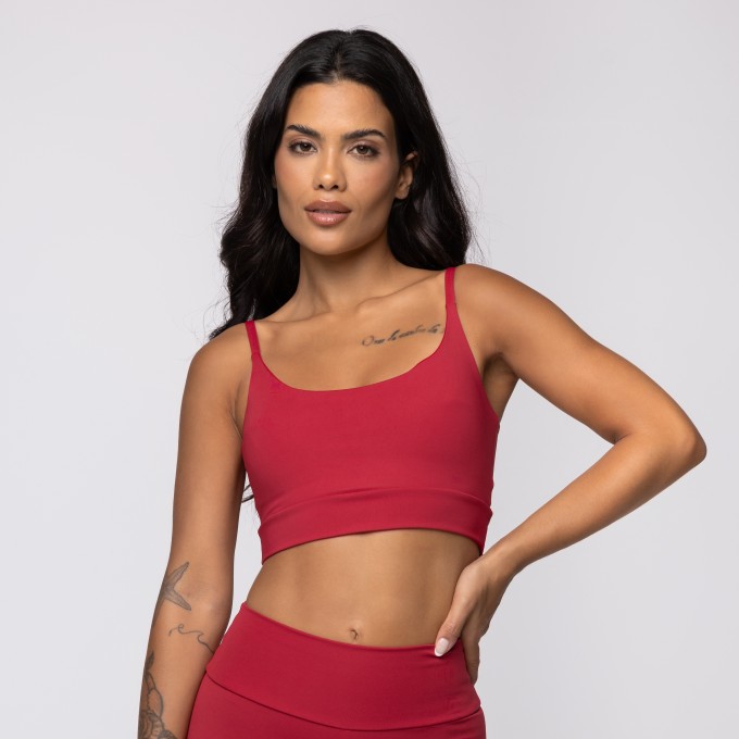 Top Vermelho com Alças Finas em Poliamida