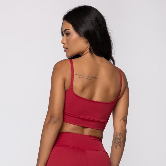 Top Vermelho com Alças Finas em Poliamida