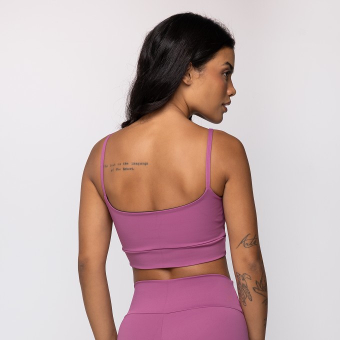 Top Rosa Mauve com Alças Finas em Poliamida