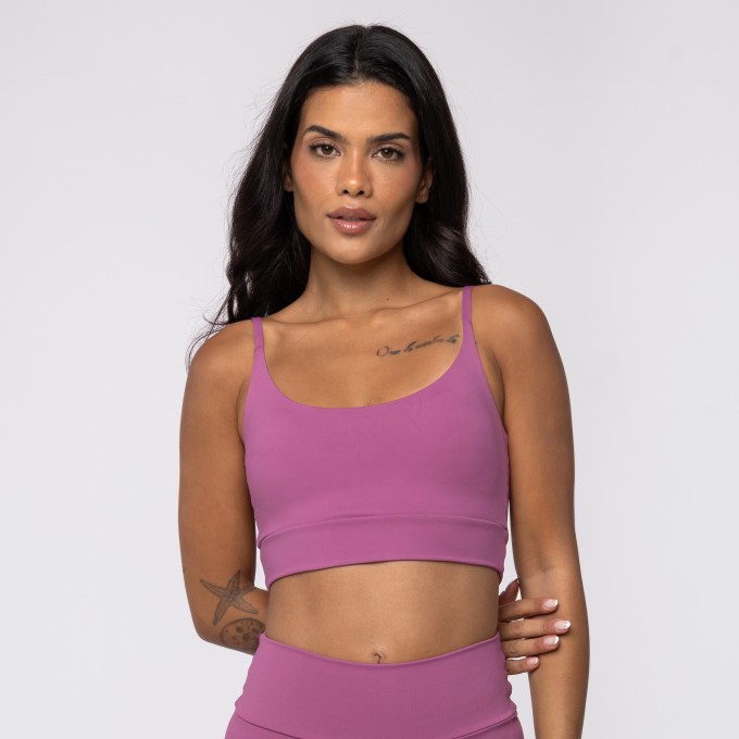Top Rosa Mauve com Alças Finas em Poliamida