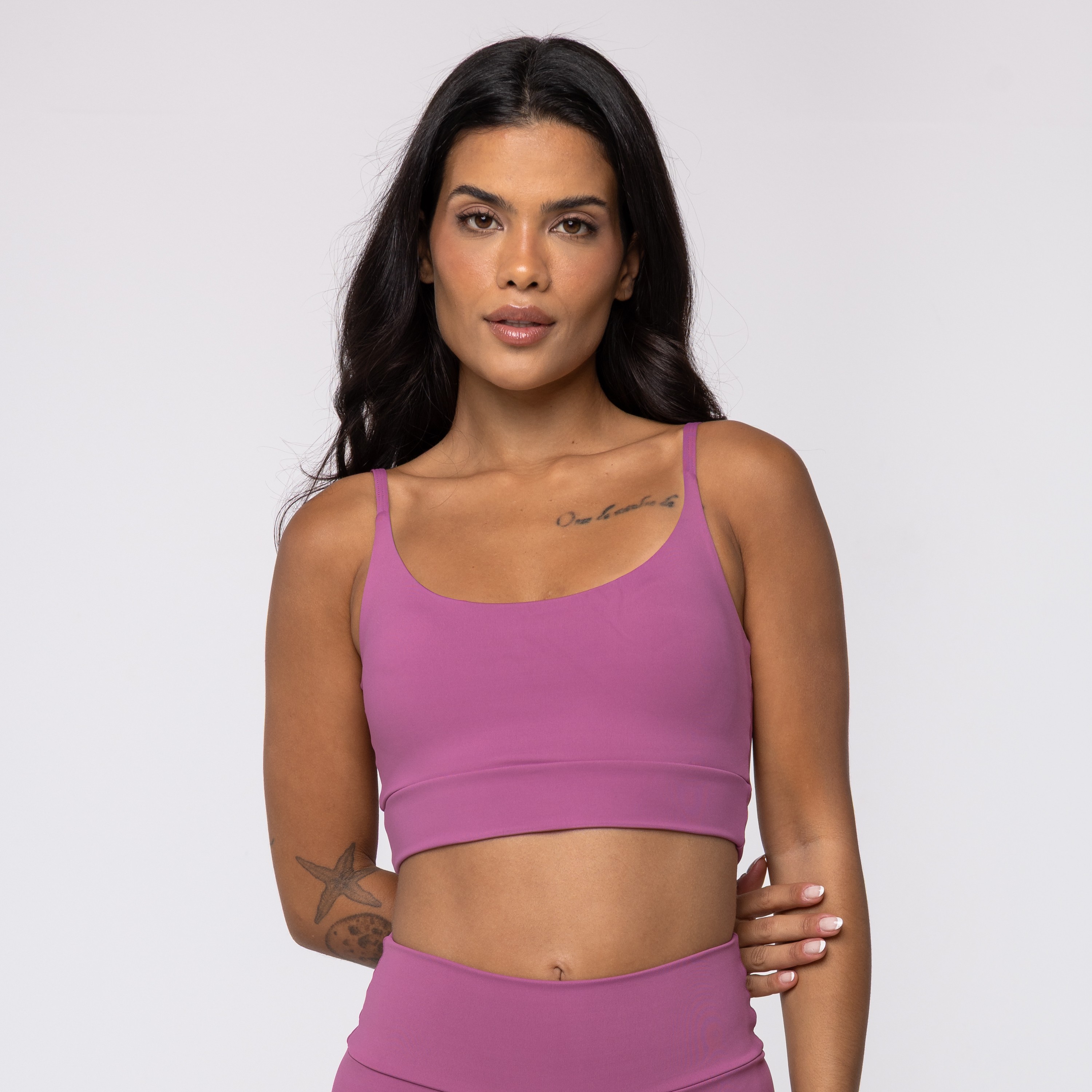 Top Rosa Mauve com Alças Finas em Poliamida