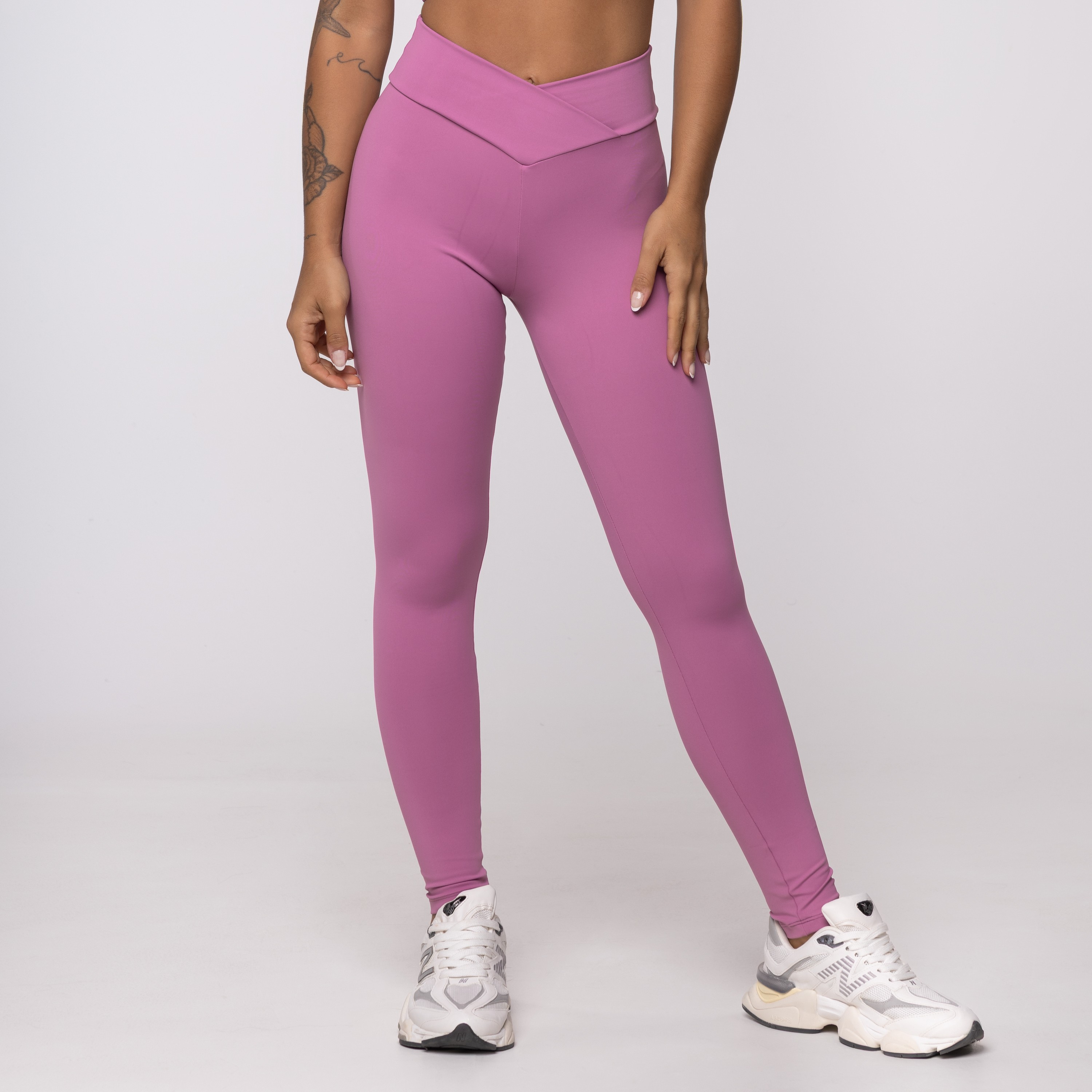 Calça Legging Rosa Mauve Cós Cruzado