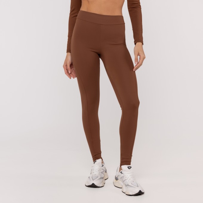 Calça Legging Classic Recorte Lateral Marrom