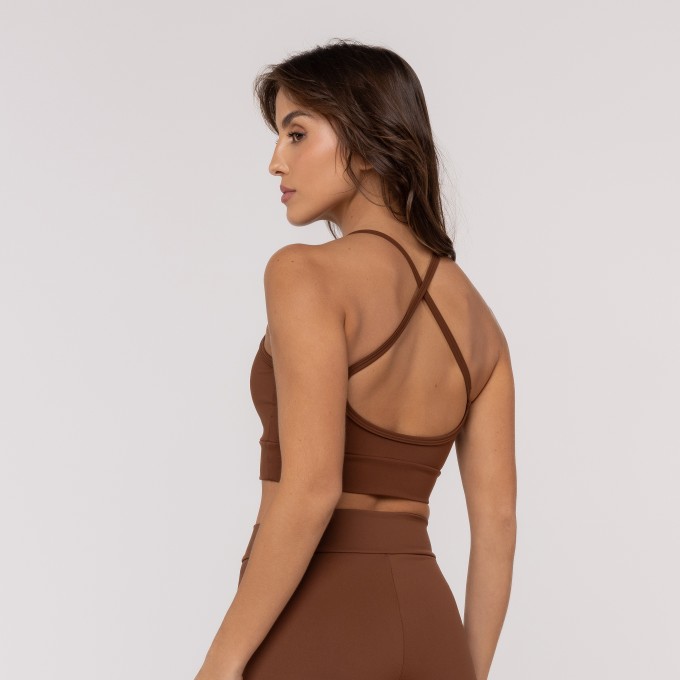 Top Classic Alças Cruzadas Marrom