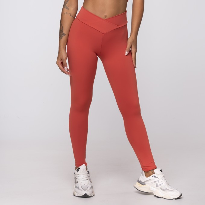 Calça Legging Terracota Cós Cruzado