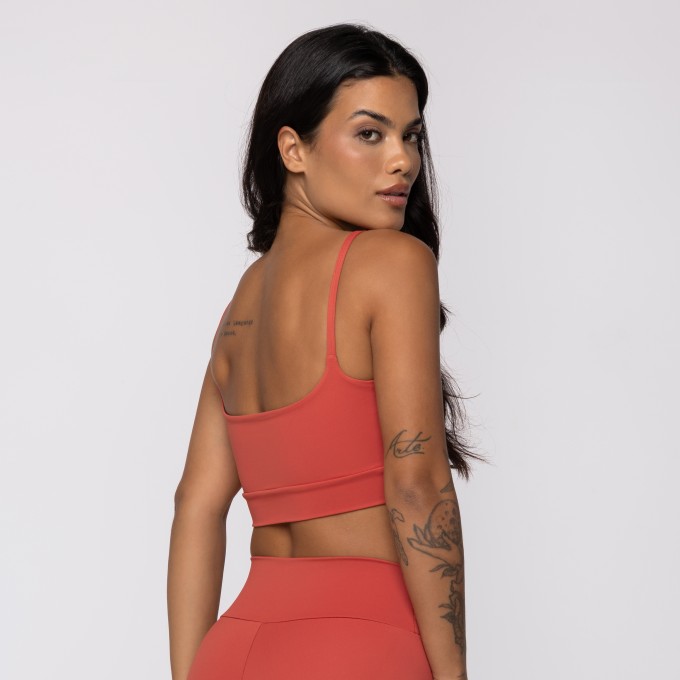 Top Terracota com Alças Finas em Poliamida