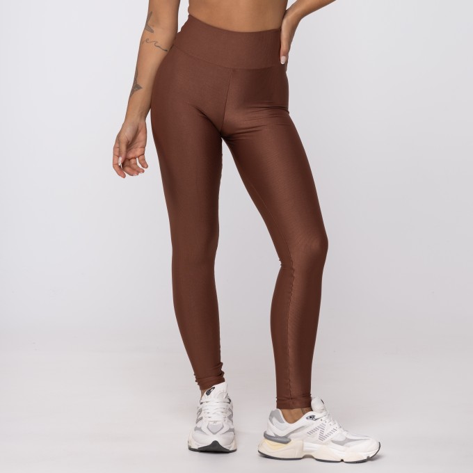 Calça Legging Marrom Bronze Wonder Detalhe em V nas Costas