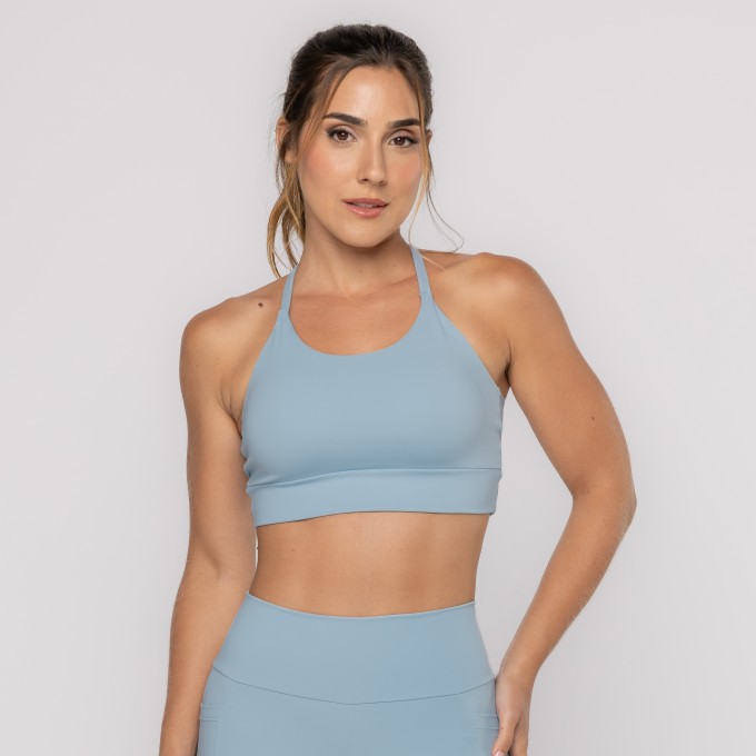 Top Azul Bem Estar Tiras Nas Costas