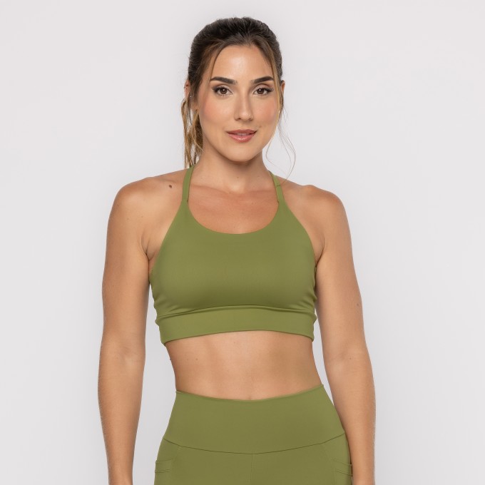 Top Verde Covert Tiras Nas Costas