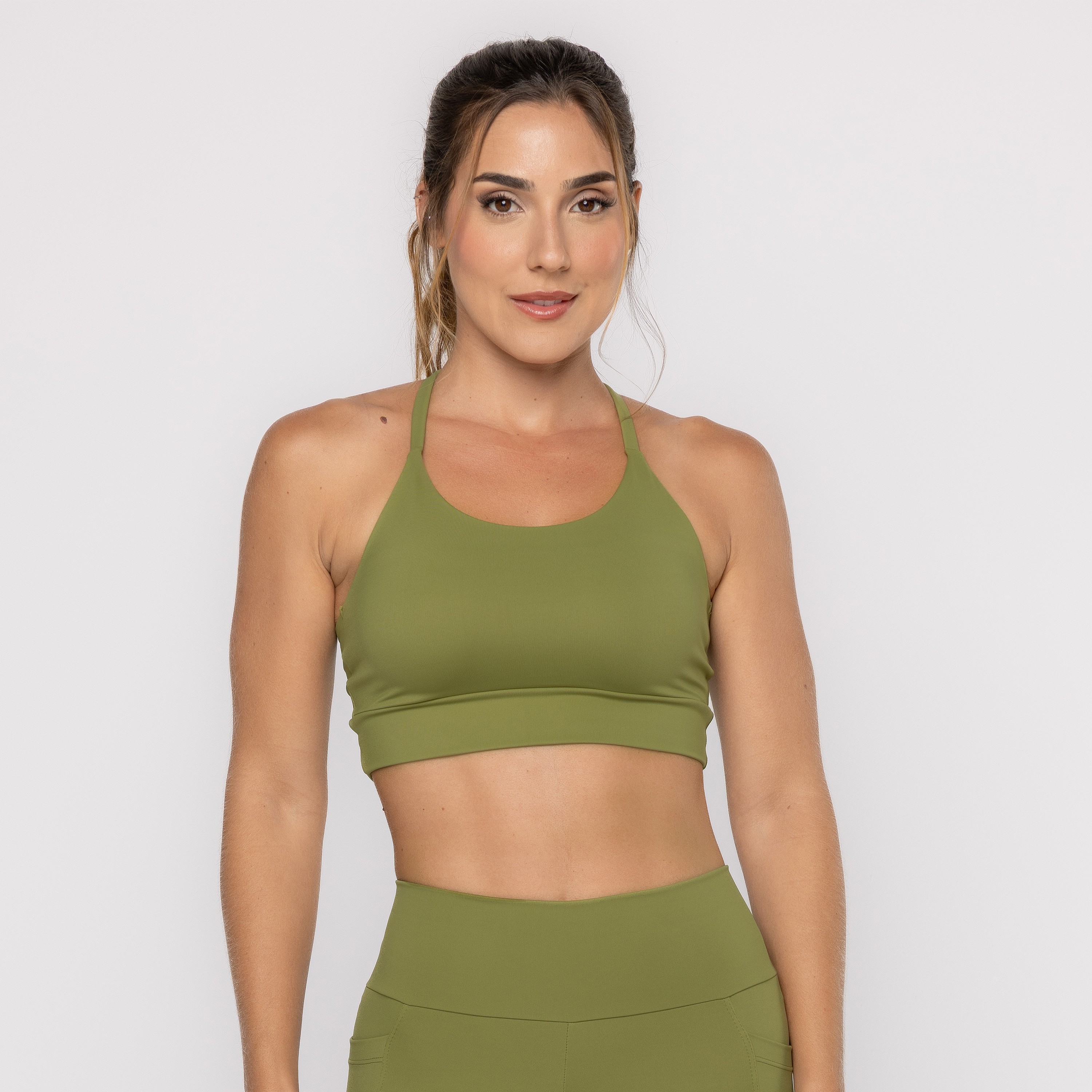 Top Verde Covert Tiras Nas Costas