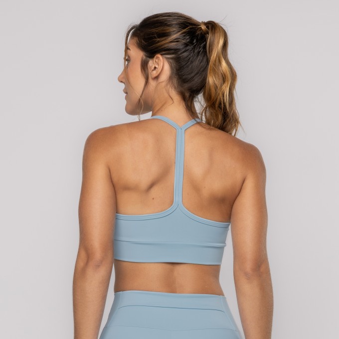 Top Azul Bem Estar Com Alça Fina e Decote