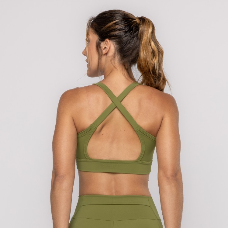 Top Verde Covert Com Bolso e Alças Cruzadas