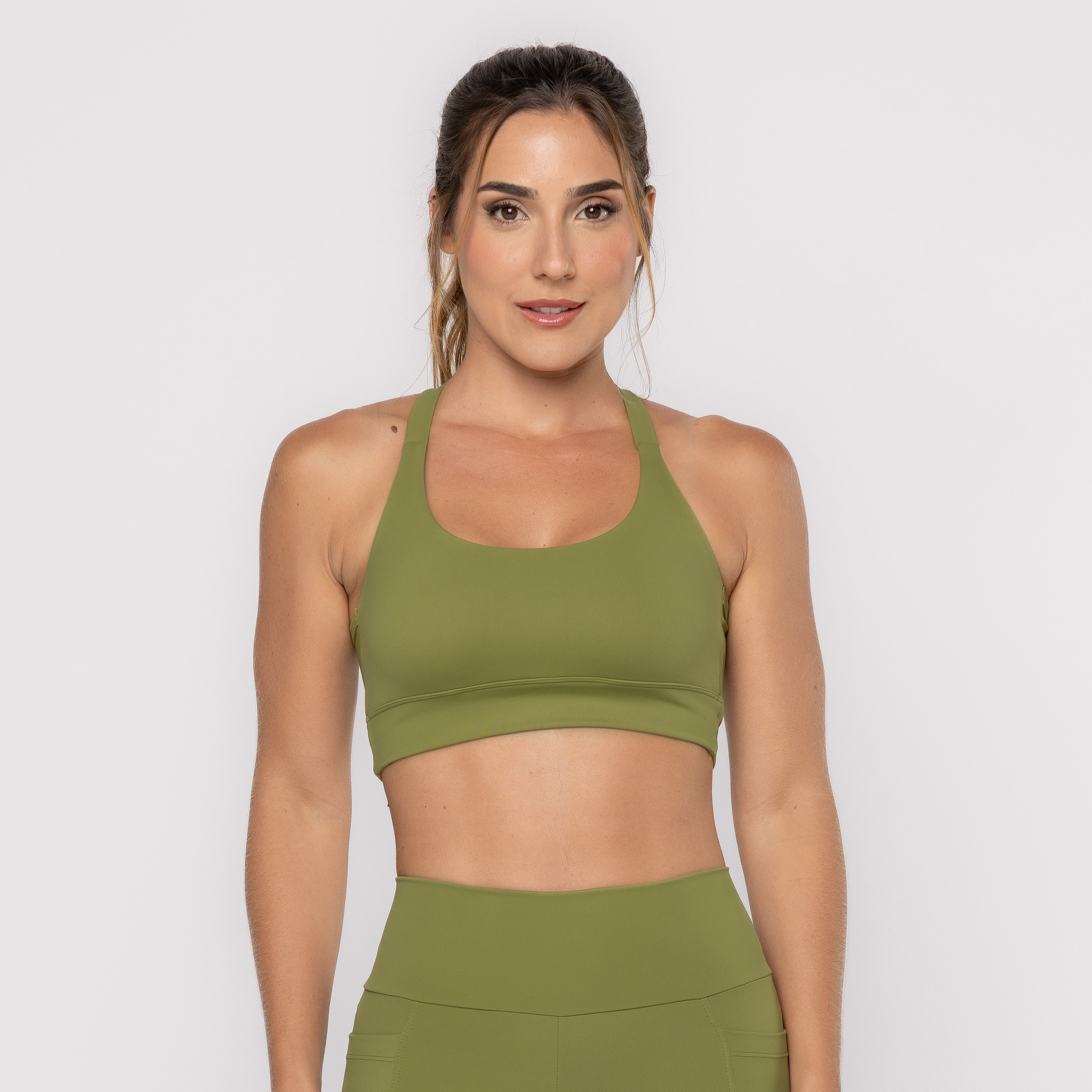 Top Verde Covert Com Bolso e Alças Cruzadas