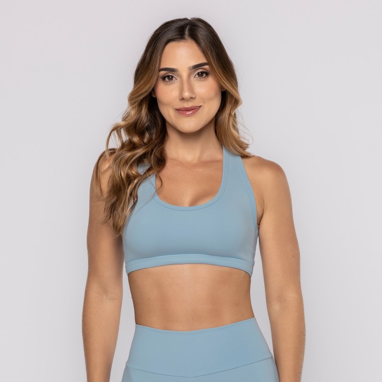 Top Azul Bem Estar Com Bolso e Decote Nadador