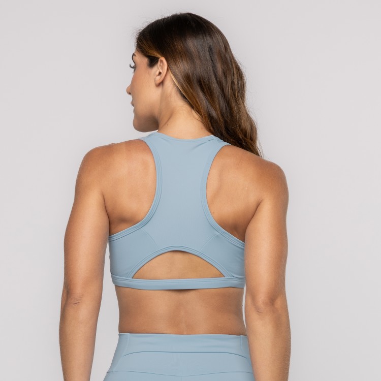 Top Azul Bem Estar Com Bolso e Decote Nadador