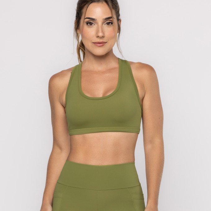 Top Verde Covert Com Bolso e Decote Nadador