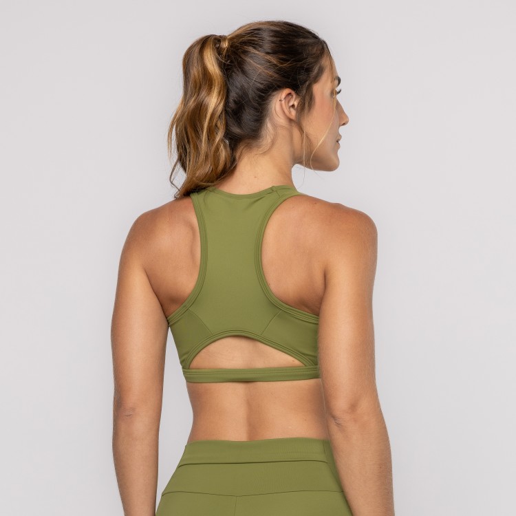 Top Verde Covert Com Bolso e Decote Nadador