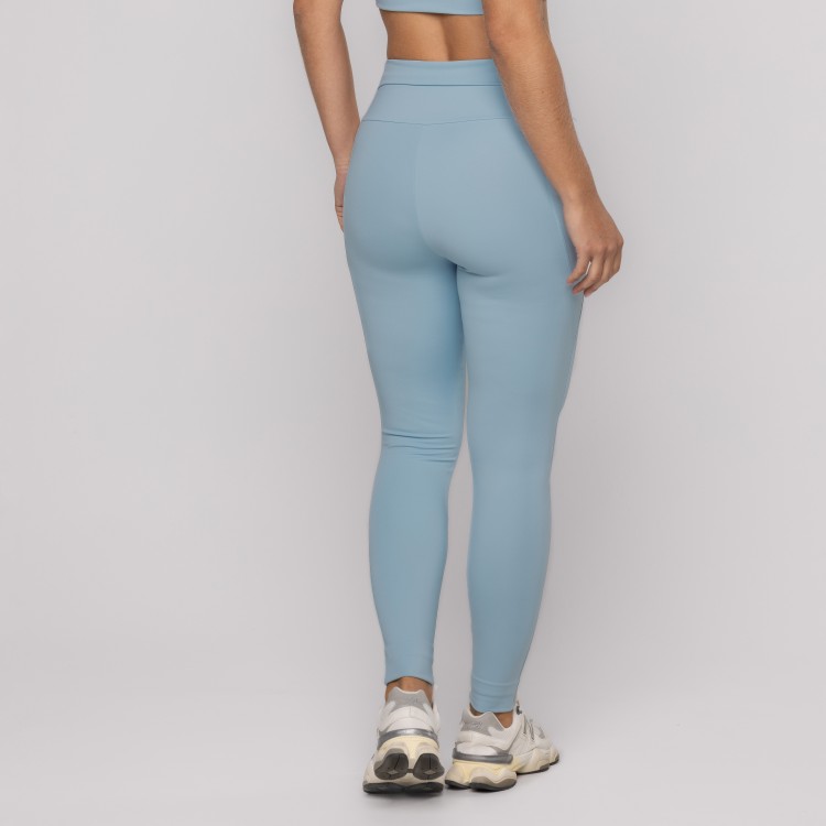 Calça Legging Azul Bem Estar Com Bolso Laterais E Nas Costas