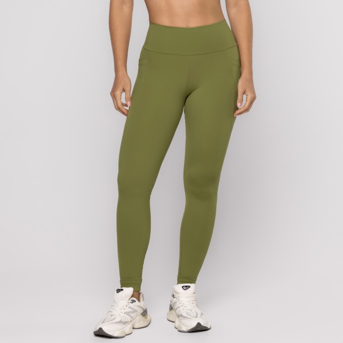 Calça Legging Verde Covert Com Bolso Laterais E Nas Costas