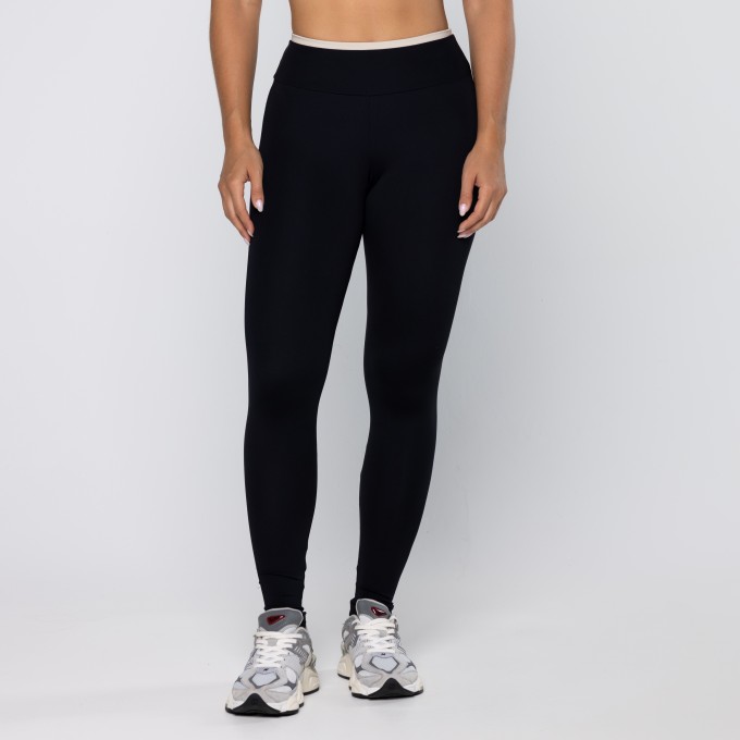 Calça Legging Force Com Viés Preto