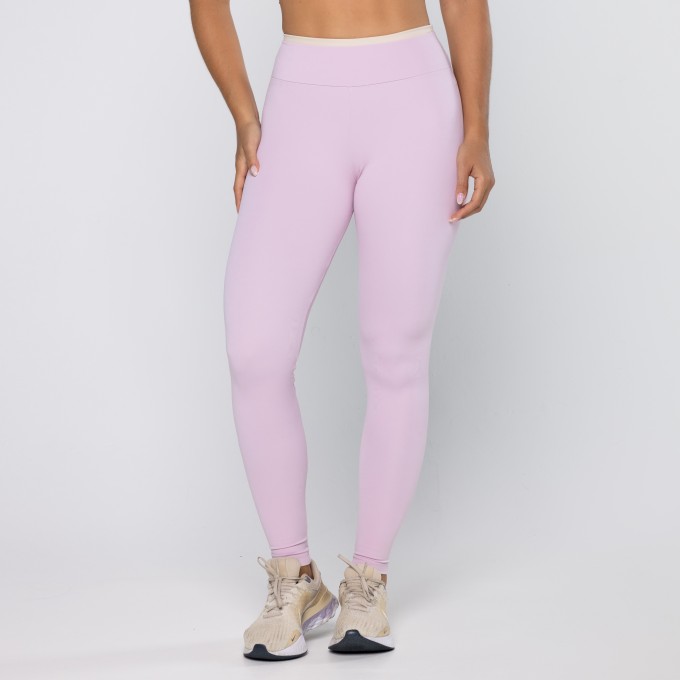 Calça Legging Force Com Viés Rosa Calmy