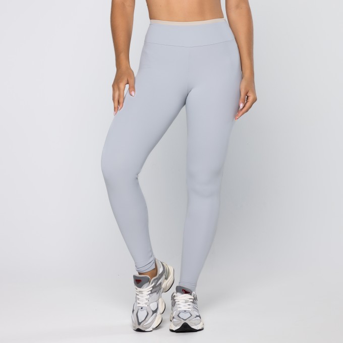 Calça Legging Force Com Viés Cinza Suave