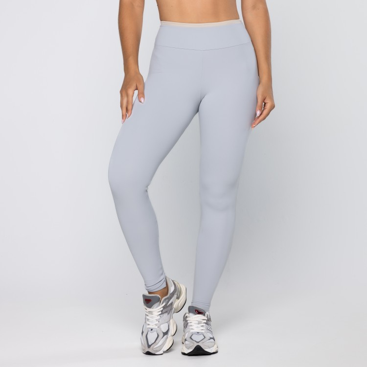Calça Legging Force Com Viés Cinza Suave