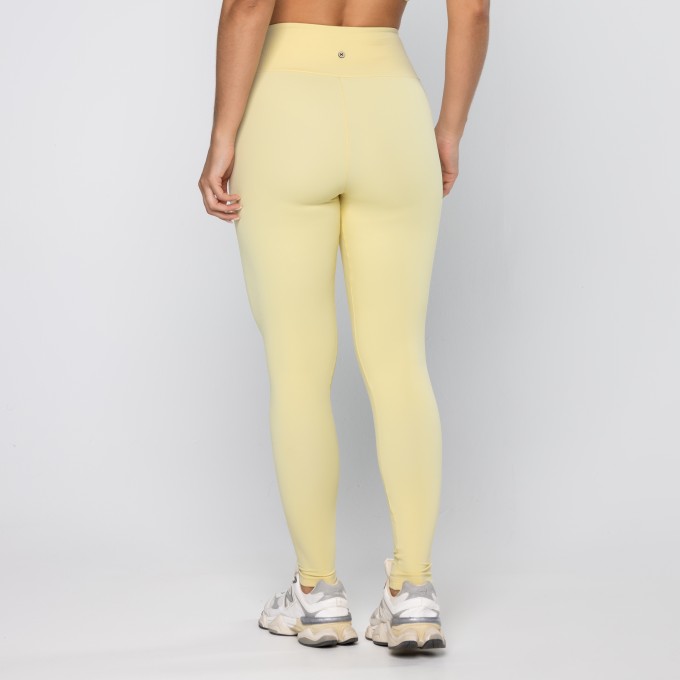 Calça Legging Force Com Bolsos No Cós Amarelo Baby