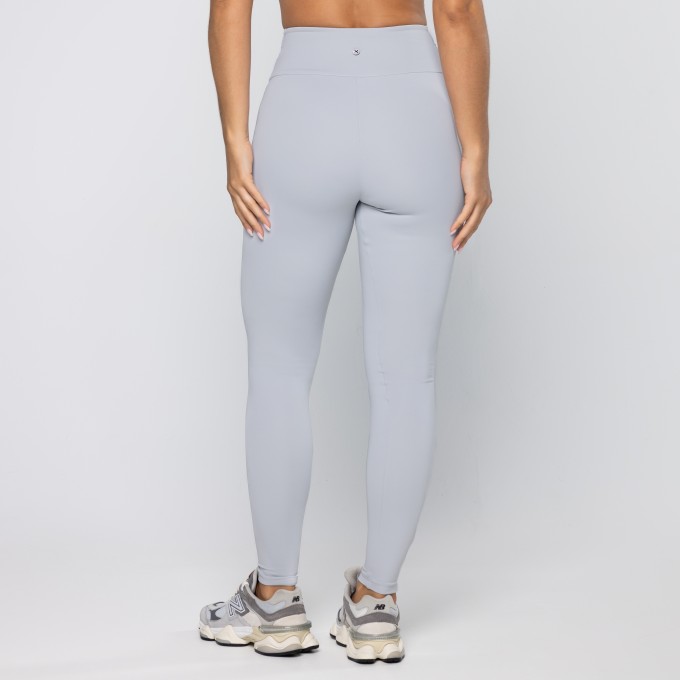 Calça Legging Force Com Bolsos No Cós Cinza Suave