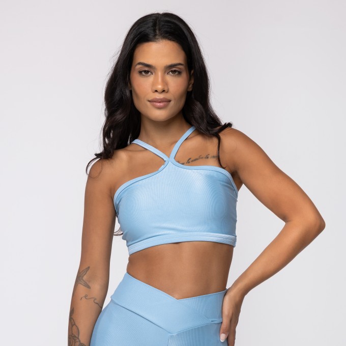 Top Azul Celeste Wonder com Alças Multifuncionais
