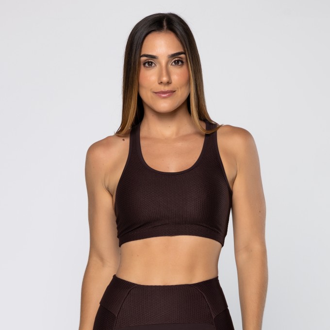 Top Force Texturizado Com Decote Assimétrico Pau Brasil