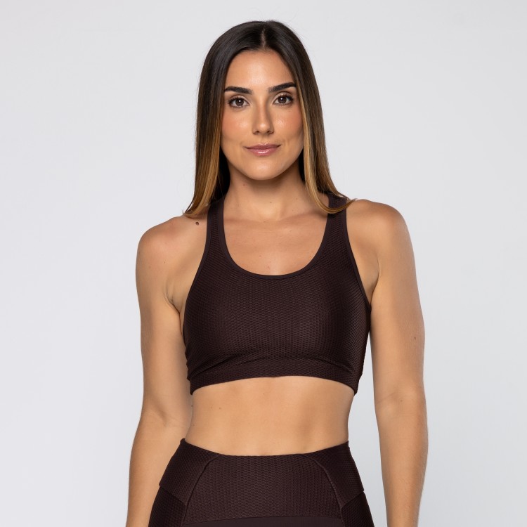 Top Force Texturizado Com Decote Assimétrico Pau Brasil