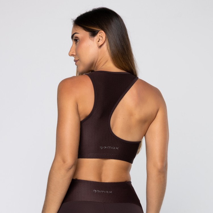 Top Force Texturizado Com Decote Assimétrico Pau Brasil