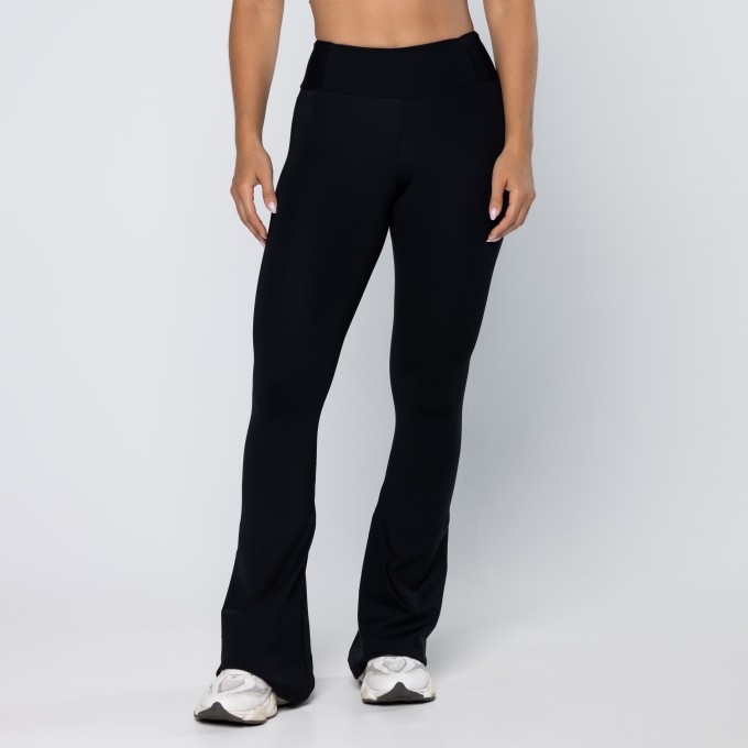 Calça Flare Force Com Recorte No Cós Preto