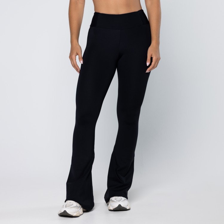 Calça Flare Force Com Recorte No Cós Preto