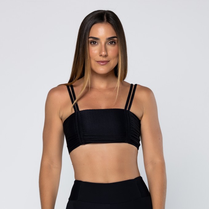 Top Force Texturizado Com Alça Dupla Preto