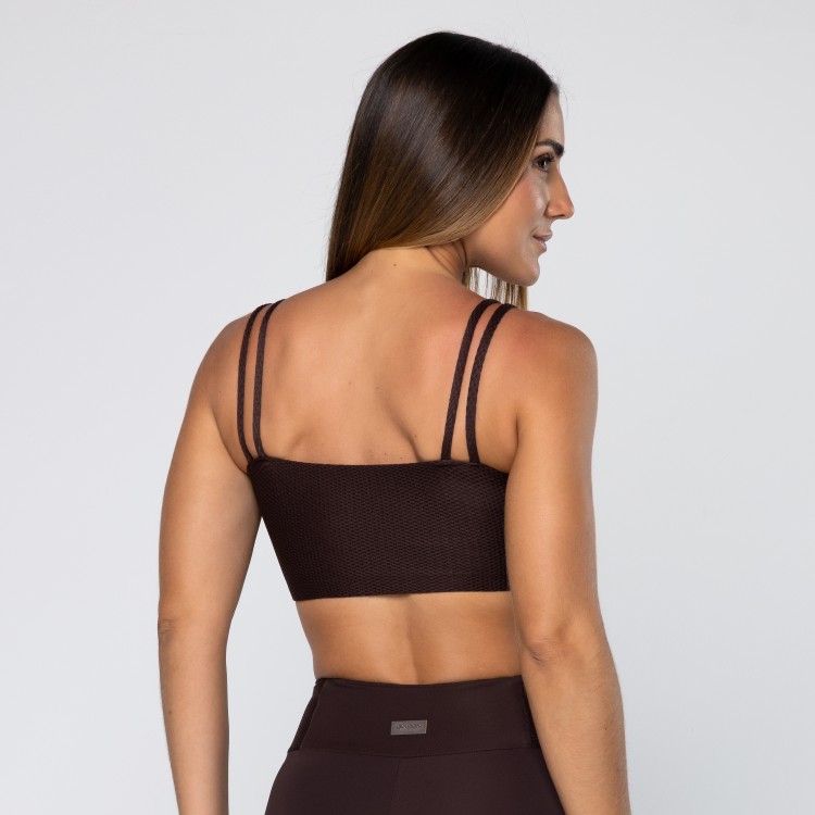 Top Force Texturizado Com Alça Dupla Pau Brasil