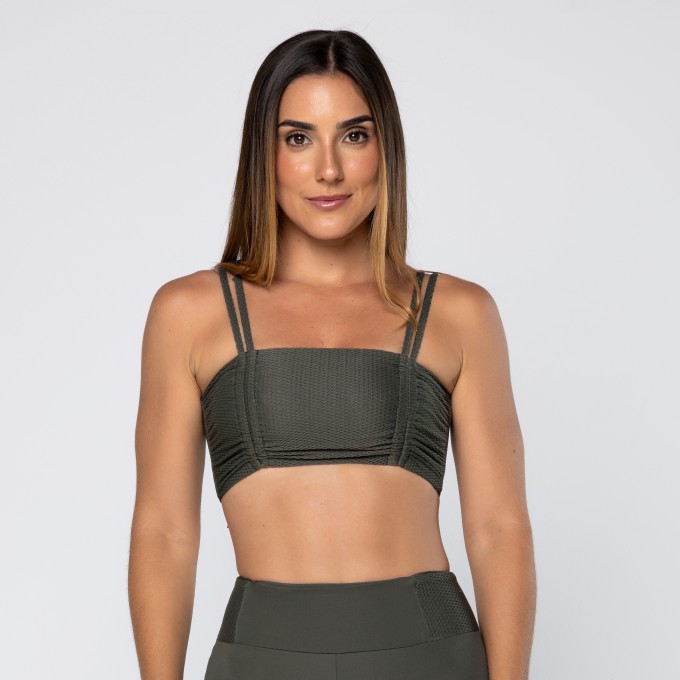 Top Force Texturizado Com Alça Dupla Verde Pinho