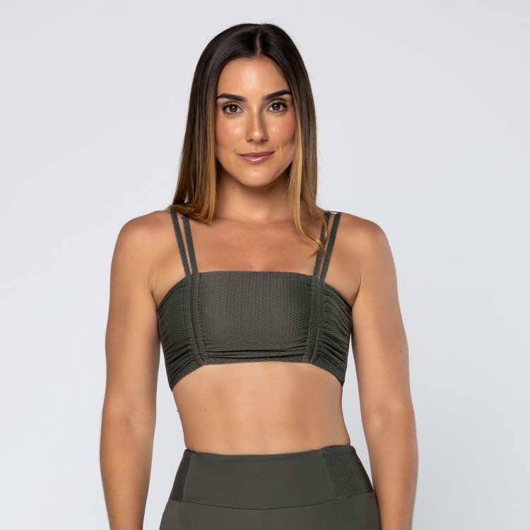 Top Force Texturizado Com Alça Dupla Verde Pinho