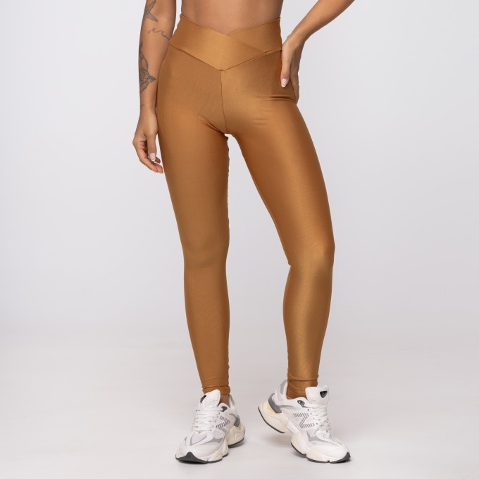 Calça Legging Conhaque Wonder Cós Cruzado
