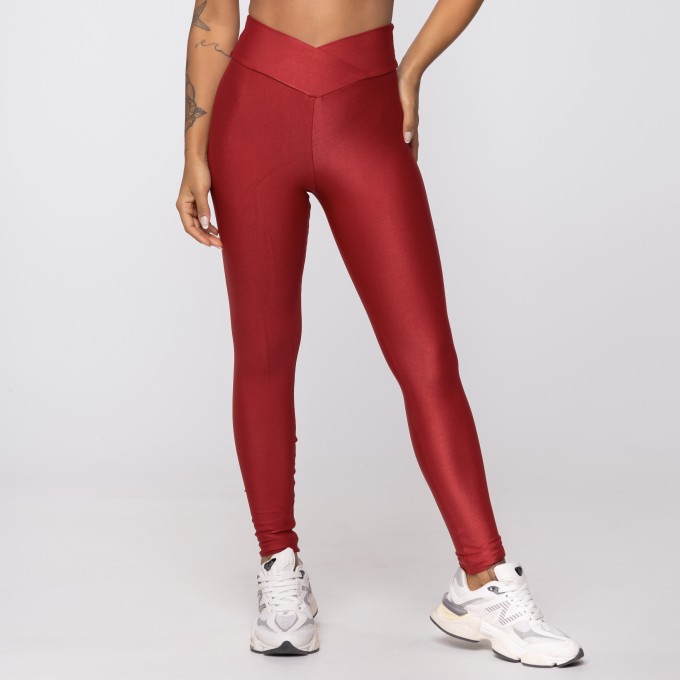 Calça Legging Vermelho Rubi Wonder Cós Cruzado