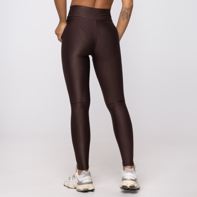 Calça Legging Marrom Coffee Wonder Cós Cruzado