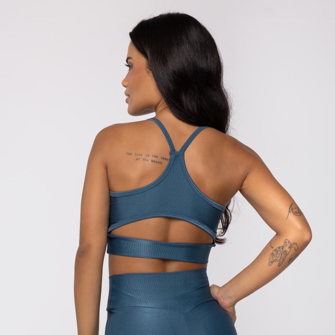 Top Azul Galáxia Wonder com Recorte nas Costas